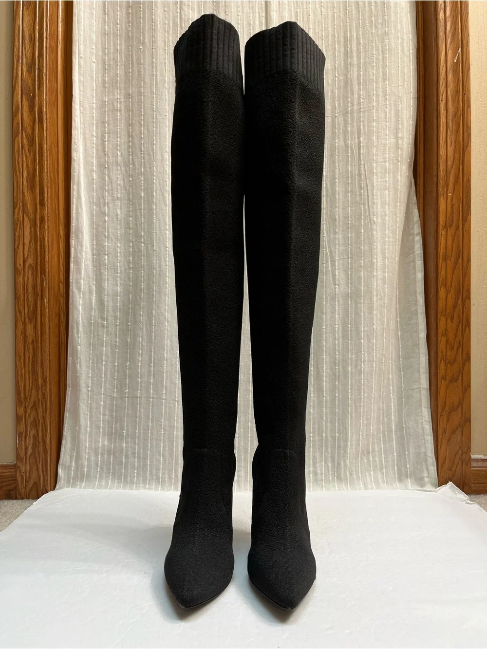 JustFab Ivy Black Thigh High Over The Knee Stiletto Boots 7.5 NWOB